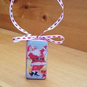 Altered dominoes Christmas ornament recycled